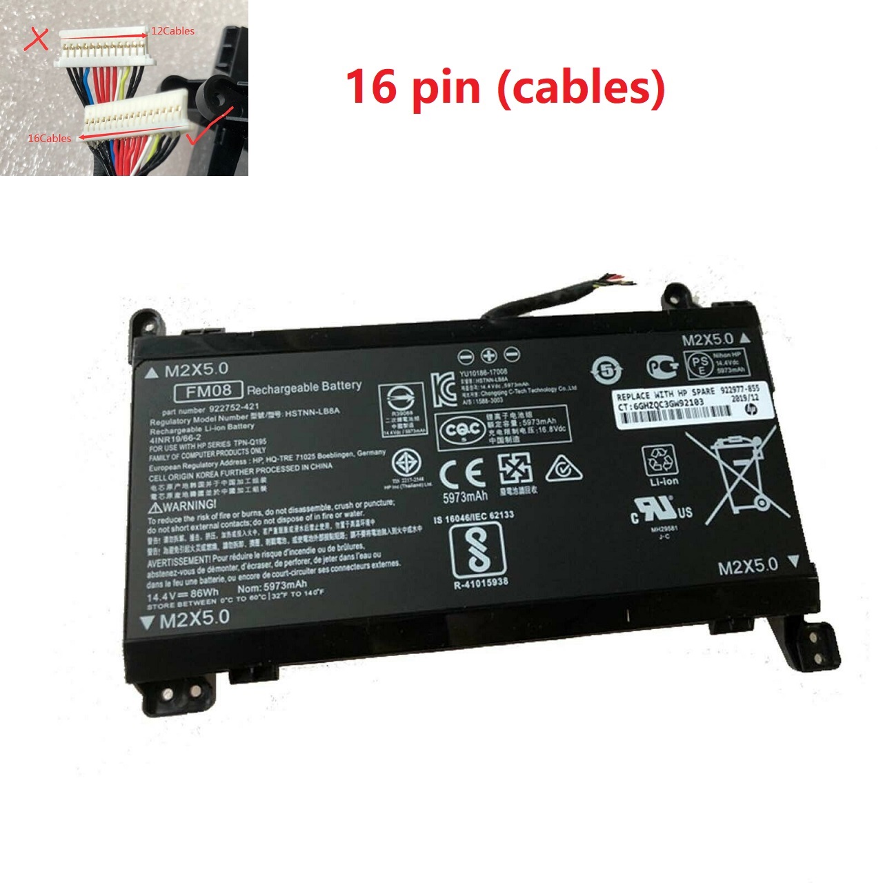 Batteri til 16-Pin FM08 HP Omen 17-an015ng 17-an013ng 922753-421 922977-855 (kompatibelt)