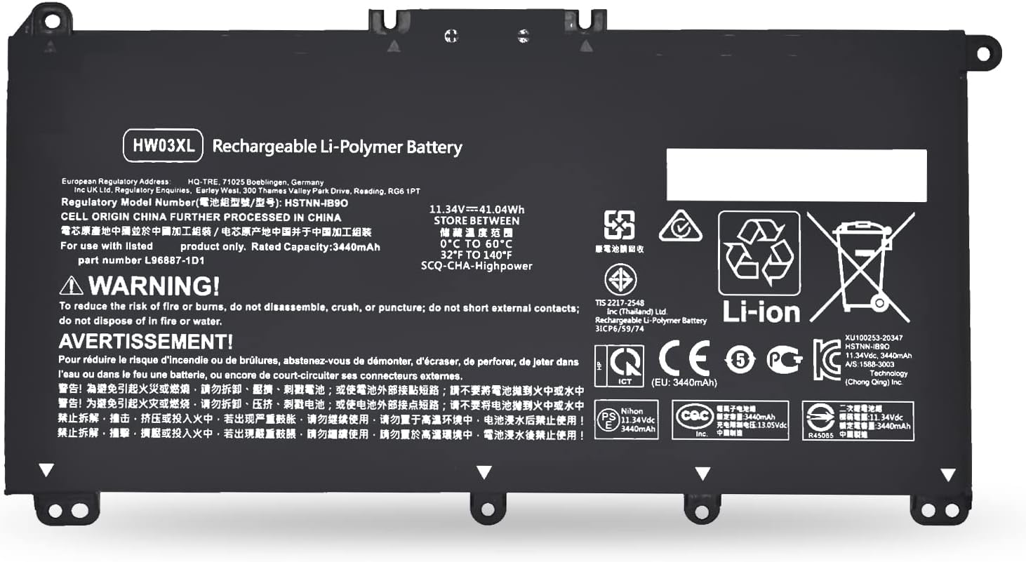 Batteri til HW03XL HP Pavilion 15-EG0000 15-eg0025nr 15-eg1073cl 15-eg0021nr 15-eg1053cl 15-eg1077nr 15-eg0053cl (kompatibelt) Batteri til HW03XL HP Pavilion 15-EG0000 15-eg0025nr 15-eg1073cl 15-eg0021nr 15-eg1053cl 15-eg1077nr 15-eg0053cl (kompatibelt)