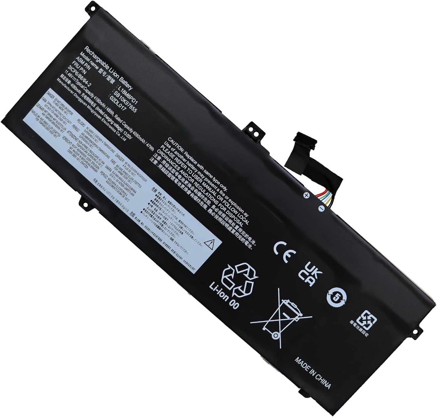 (billede for) Batteri til L18M6PD1 Lenovo ThinkPad X13 X390 X395 L18M6PD2 02DL018 L18C6PD1 11.46V 48Wh